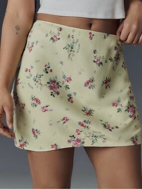 NWT Anthropologie ‘The Tilda Mini Slip Skirt’ in “Yellow Floral Pattern” Plus 2X